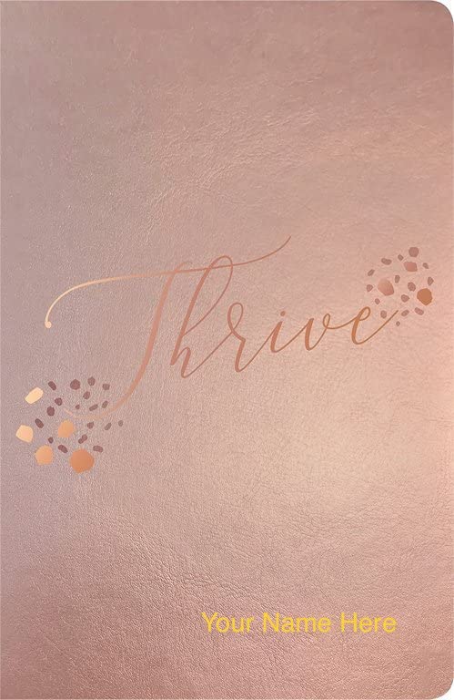Personalized NLT THRIVE Devotional Bible for Women - Soft Leather-Look Cover with Rose Metallic Accents - Custom Name Engraved - New Living Translation - Perfect Gift for Mother's Day, Baptism & Daily Devotions