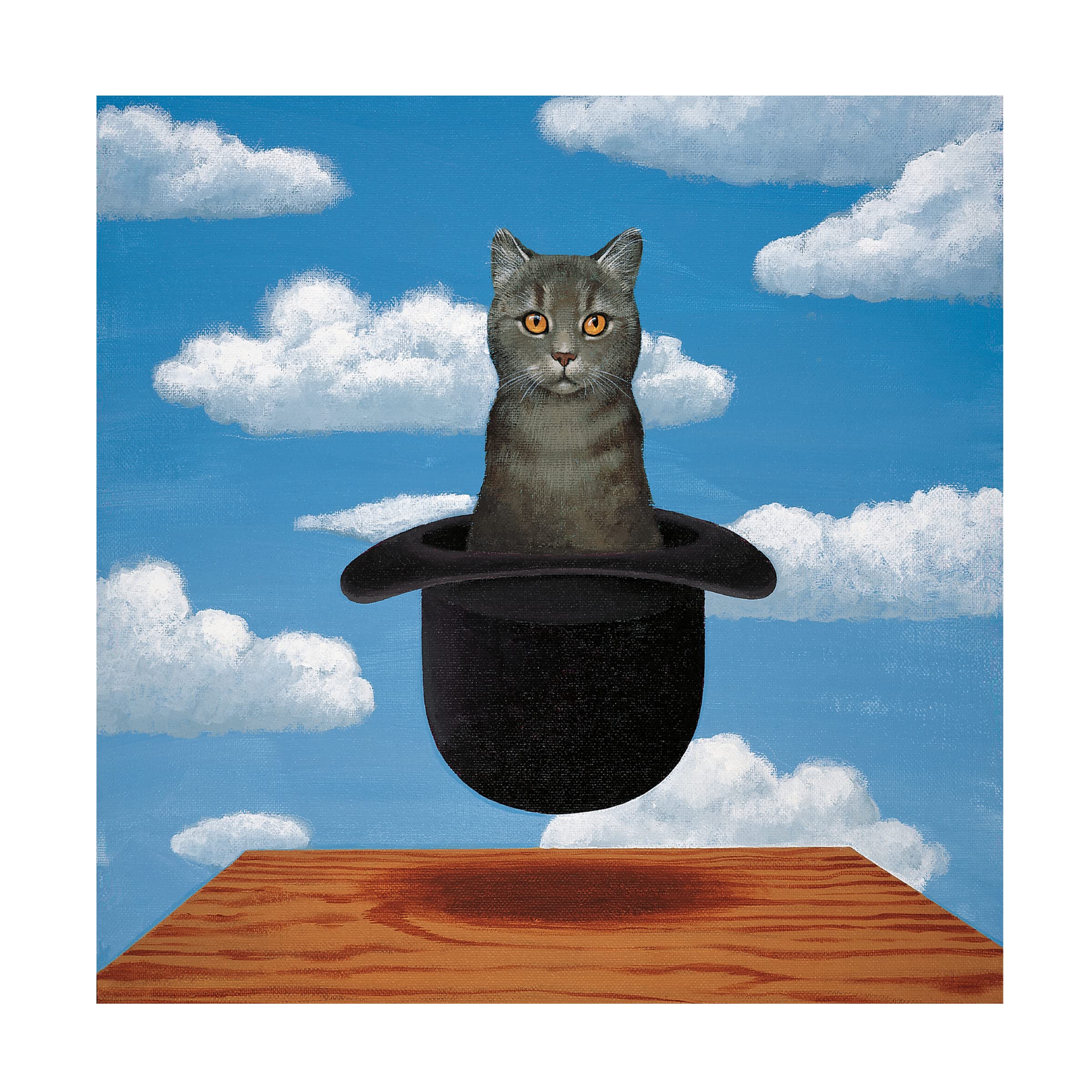 Trademark Fine Art 'Magritte Cat' Canvas Wall Art Print by Chameleon Design - Surrealist Home Decor for Living Room & Office