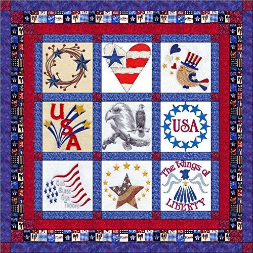 Patriotic Americana Quilt Kit - Pre-Cut Fabric & Ready to Sew with Finished Embroidery | DIY Home Decor, Gift for Holidays, Bedroom & Living Room Cozy Decor