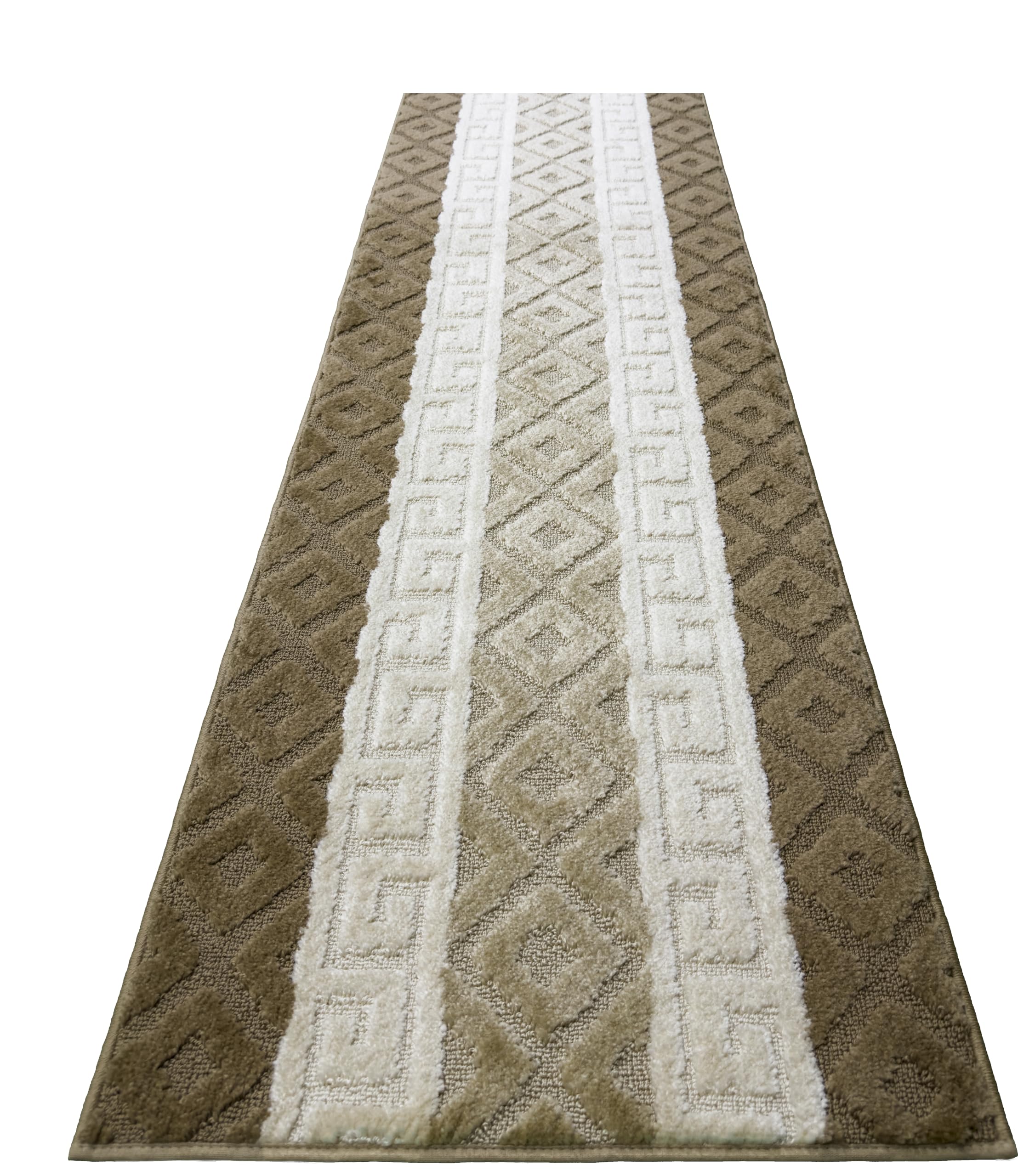 Non-Slip Greek Key Runner Rug 26