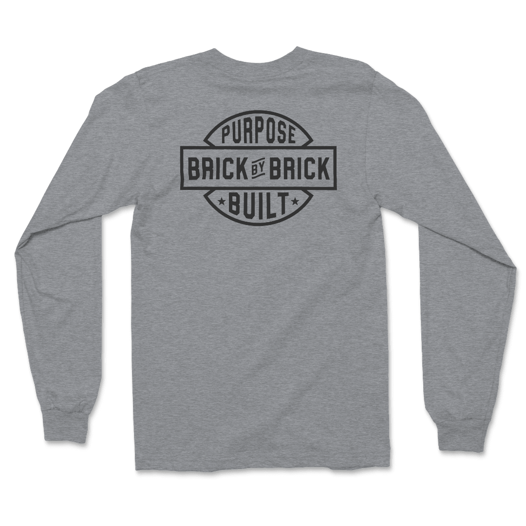 Brick By Brick Long Sleeve T-Shirt for Men & Women - Comfortable Ash Gray Casual Shirt - Perfect for Everyday Wear, Outdoor Activities & Layering