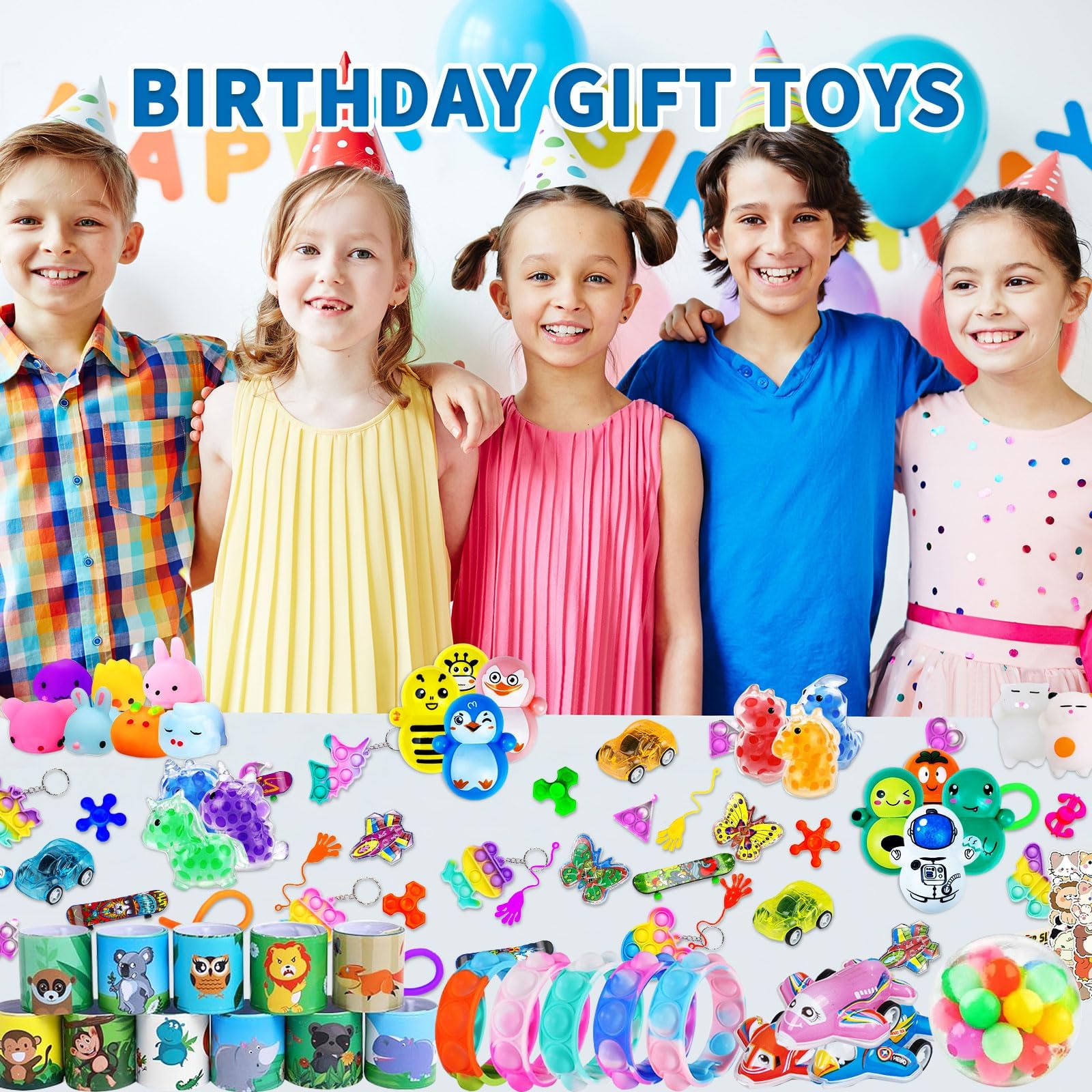 145 Pcs Kids Party Favors Bulk Pack - Pop Fidget Sensory Toys for Birthday Goodie Bags, Classroom Prizes, Pinata Stuffers & Treasure Box - Fun Stress Relief Toys for Boys Girls Birthday Party, School Carnival & Classroom Rewards