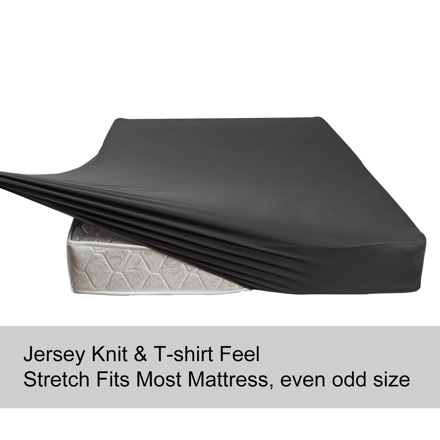 Stretch Queen Size Fitted Sheet - 4-Way Stretchy Jersey Knit, Ultra Soft T-Shirt Material, Wrinkle Free & Snug Fit for Mattresses 5