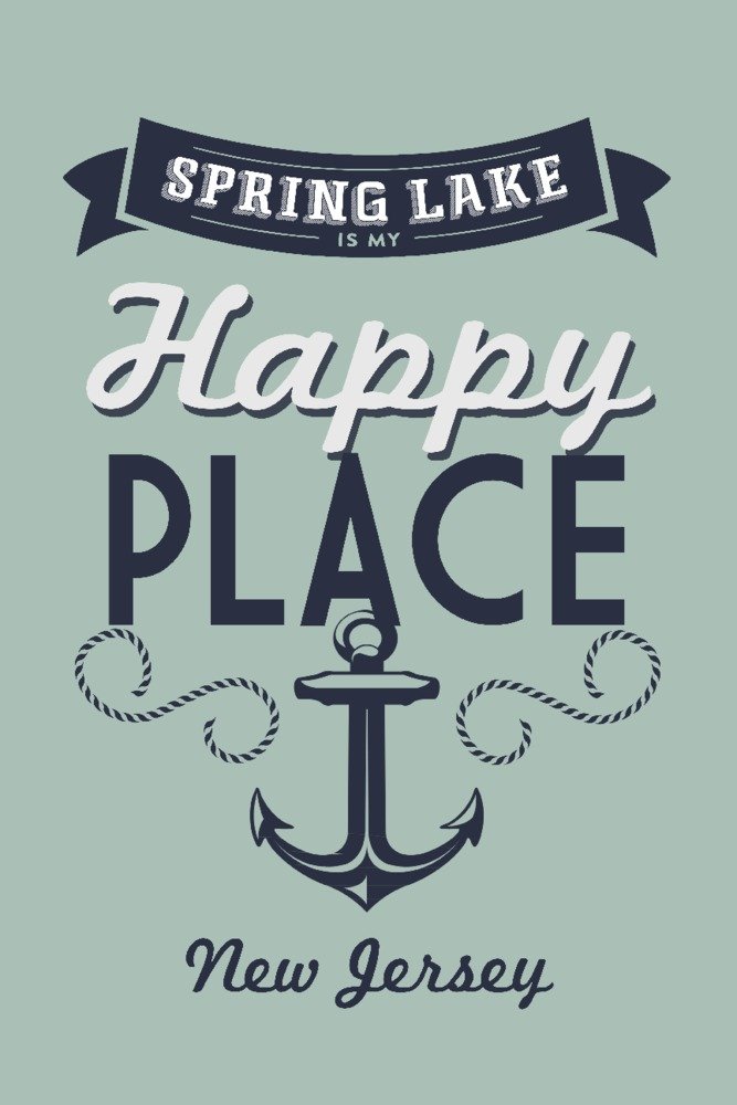 Spring Lake New Jersey Travel Poster - 36x54 Giclee Gallery Print, Coastal Wall Art Decor for Beach House, Living Room & Office | My Happy Place Anchor Design