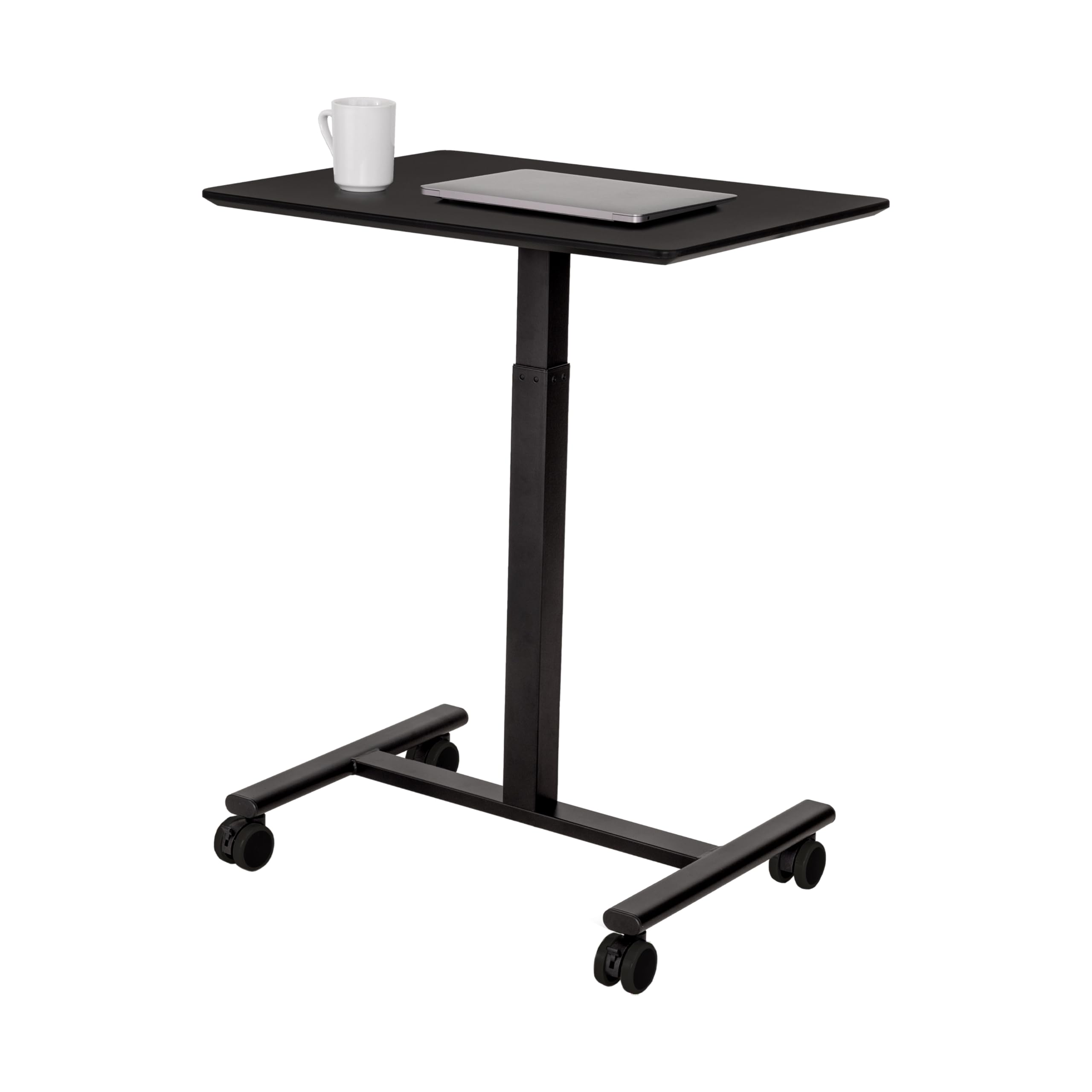 Seville Classics Airlift Height Adjustable Pneumatic Laptop Stand Up Desk - Mobile Rolling Computer Workstation Cart for Home Office & Classroom (25.6