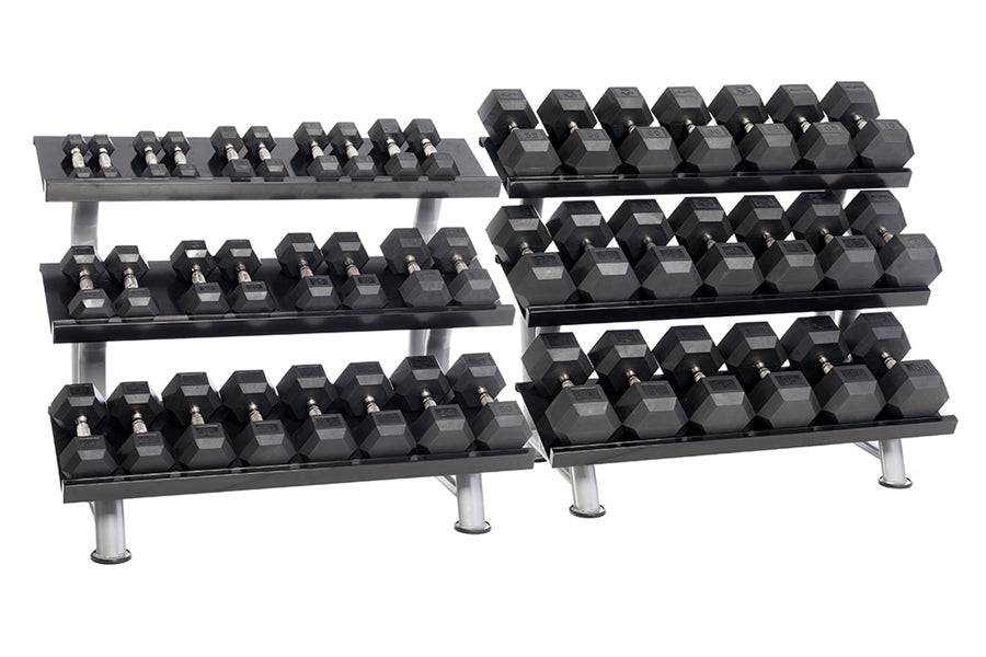 Premium Hampton Urethane DURA BELL Hex Dumbbells - 5-50lbs Weight Set for Home Gym, Strength Training & CrossFit Workouts - Non-Slip Grip, Durable Rubber Coating for Floor Protection
