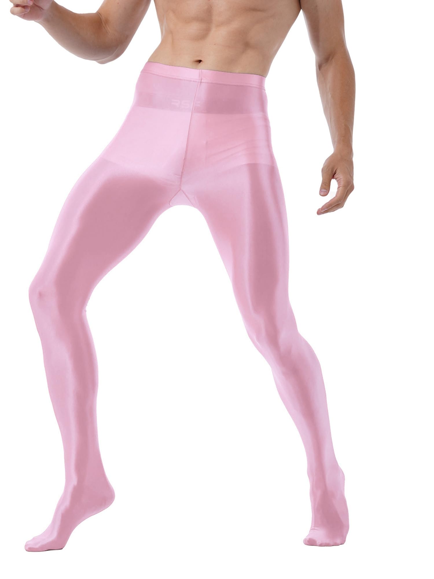 iiniim Men's Ultra Shiny Oil Glossy Pantyhose - High Elastic Opaque Tights & Stockings for Cosplay, Dance, Fashion & Night Out