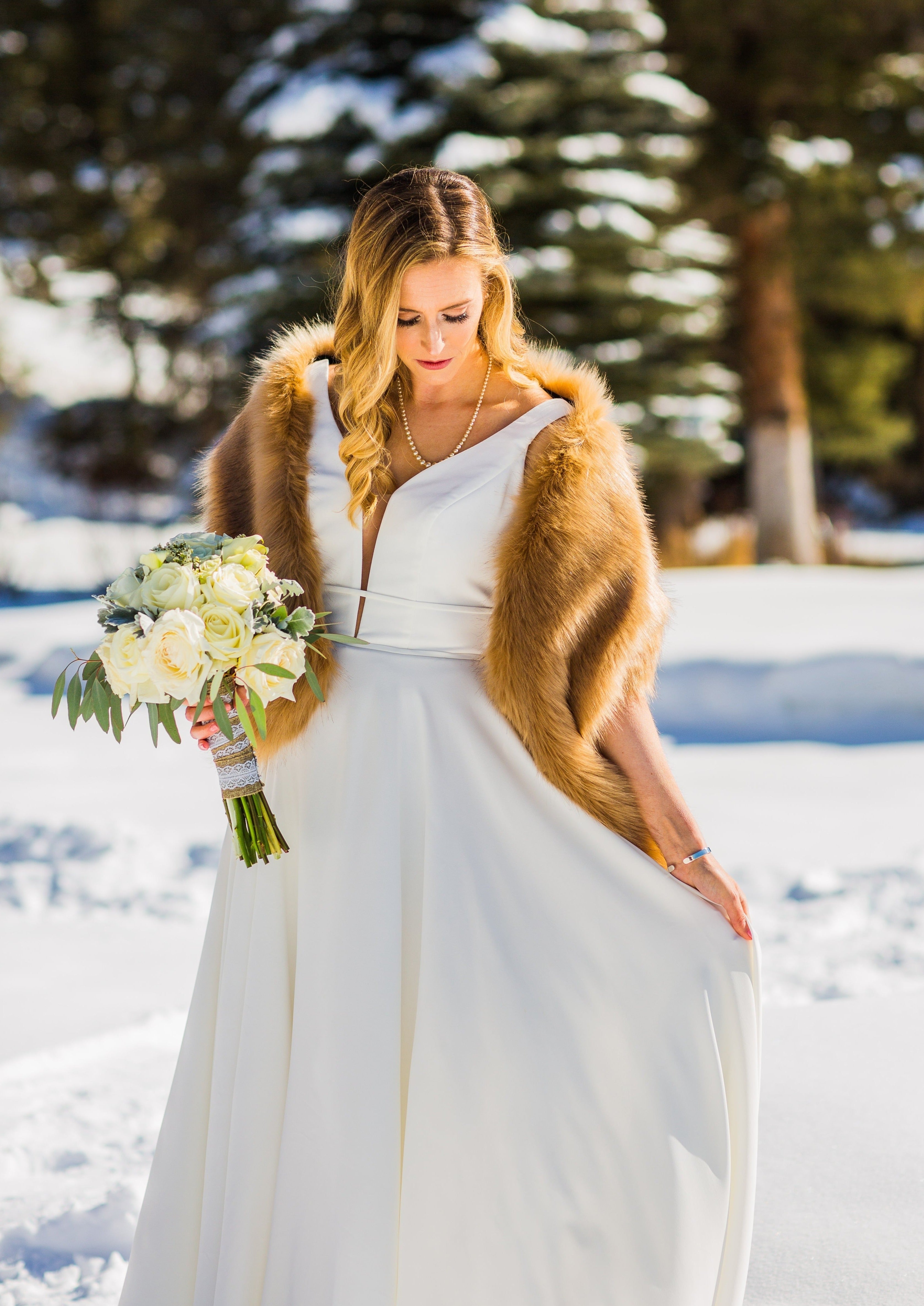 Luxury Honey Brown Fur Shawl Wrap - Soft & Warm Winter Accessory for Women - Perfect for Parties, Weddings & Cold Weather Outfits