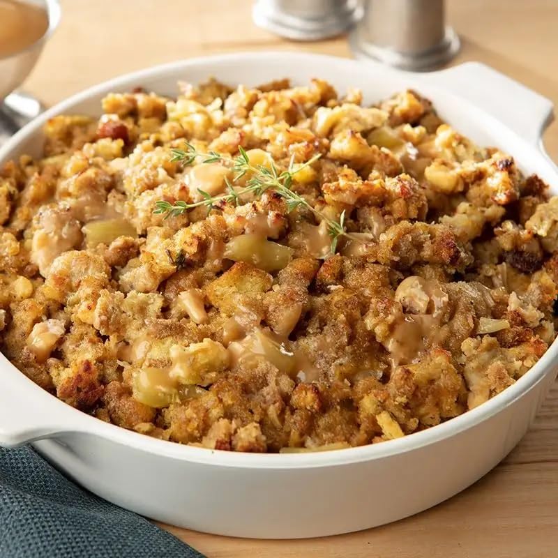 Burgers' Smokehouse Homestyle Turkey Stuffing - 2 lb Tray | Traditional Thanksgiving Side Dish | Perfect for Holiday Dinners & Family Gatherings