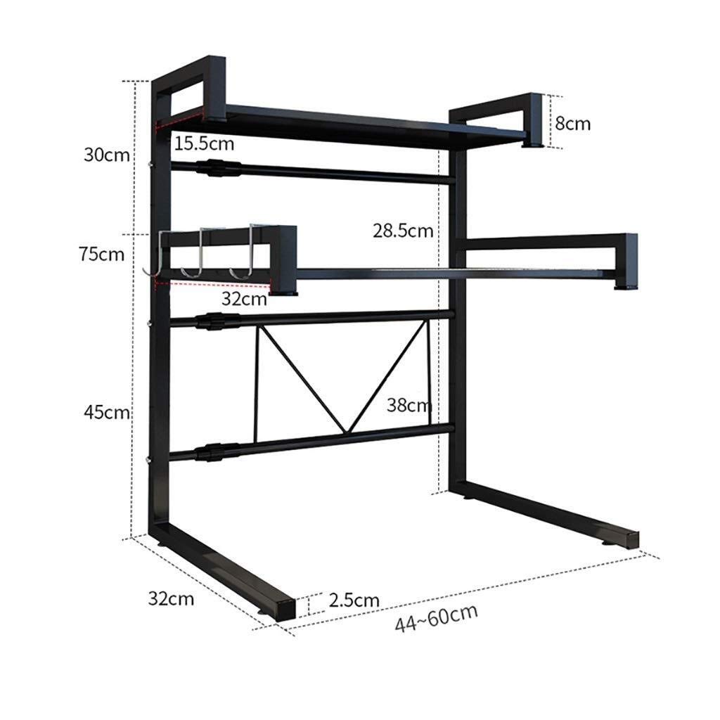 3-Tier Carbon Steel Kitchen Storage Shelf - Microwave & Oven Rack for Spices, Utensils & Cutlery Organization | Space-Saving Solution for Pantry, Cabinet & Countertop Storage (Black)
