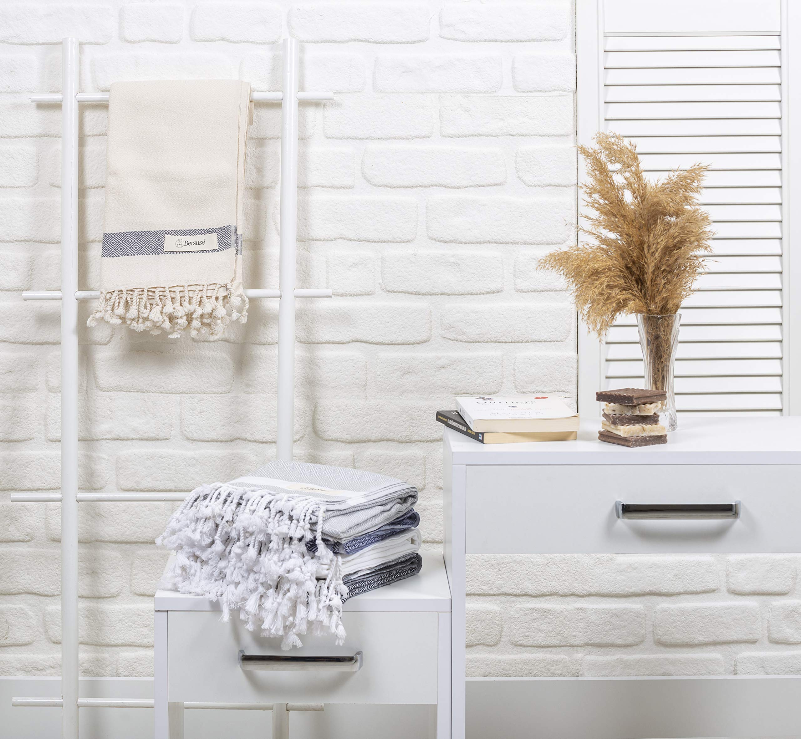 Premium 100% Cotton Turkish Towel - Ultra Absorbent Bath Towel, Beach Towel & Pool Towel - 37x70 Inches, Natural White (Set of 12) - Perfect for Spa, Travel, Gym & Beach Vacations