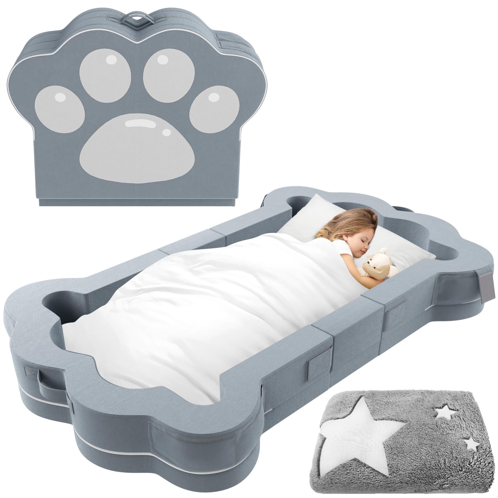 YHUAIMANG Portable Toddler Bed - Foldable Travel Floor Bed for Kids 1-3 Years Old | Soft, Safe & Washable Baby Bed | Perfect for Home, Travel & Daycare Use