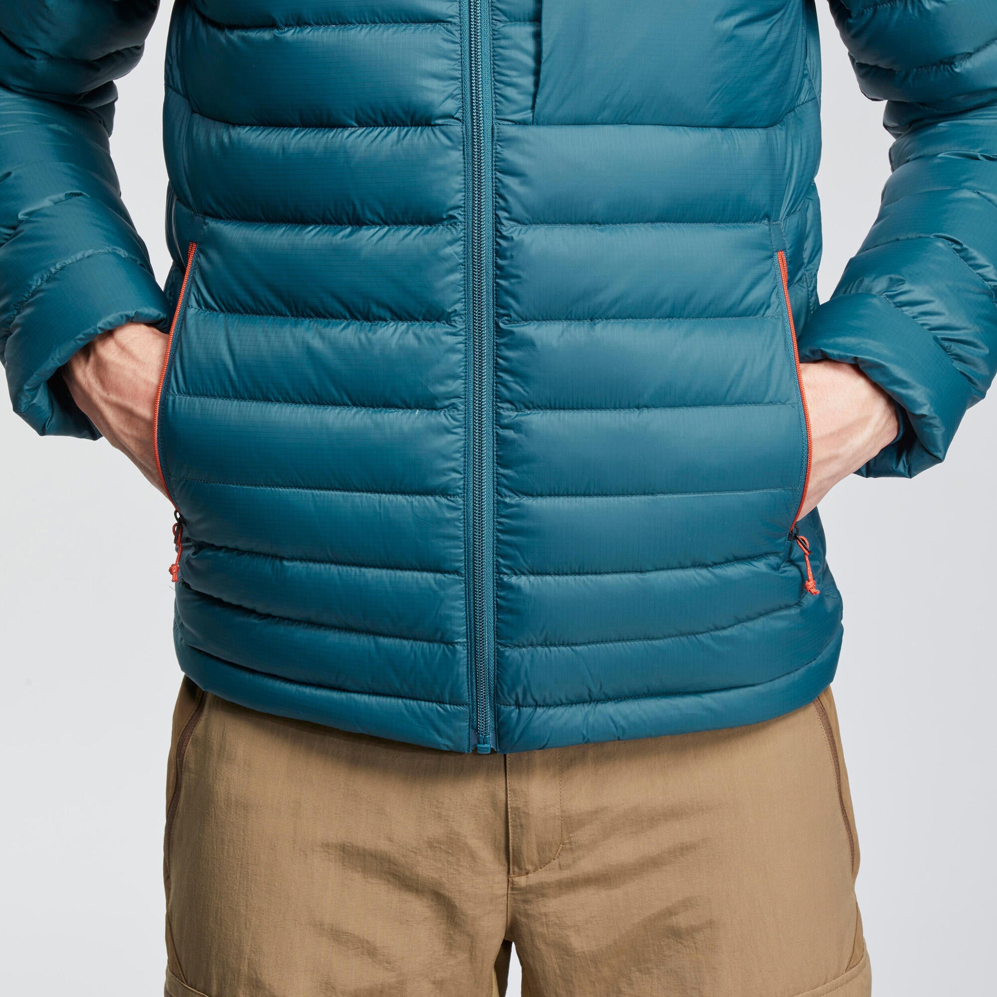 Forclaz MT500 Men's Hooded Padded Jacket for Mountain & Backpacking - Warm & Lightweight Down Coat for Hiking, Camping in Cold Weather (14°F)