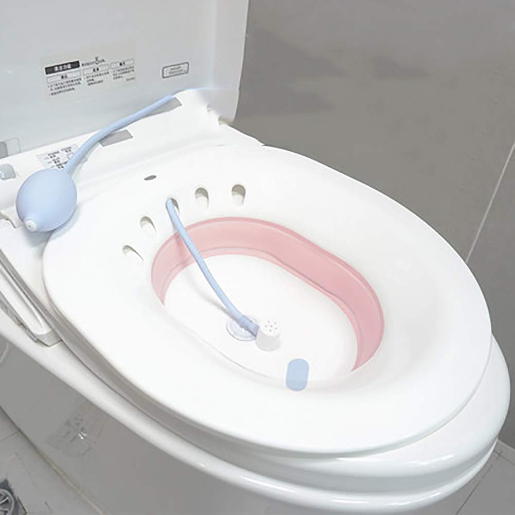 Foldable Sitz Bath Over Toilet with Flusher - Portable Perineal Soaking Basin for Postpartum Care, Hemorrhoid Relief & Acne Treatment - Ideal for Pregnant Women & Post-Surgery Recovery (Bathroom & Medical Use)