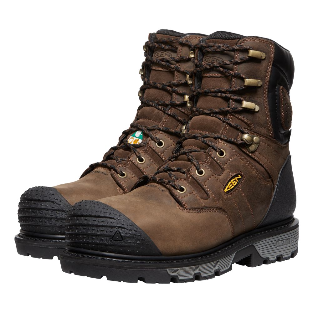 **Keen Camden Men's Size 8 Insulated Waterproof Composite Toe Work Boots - Brown (Model 1028289) | Durable Safety Footwear for Construction, Hiking & Outdoor Work**