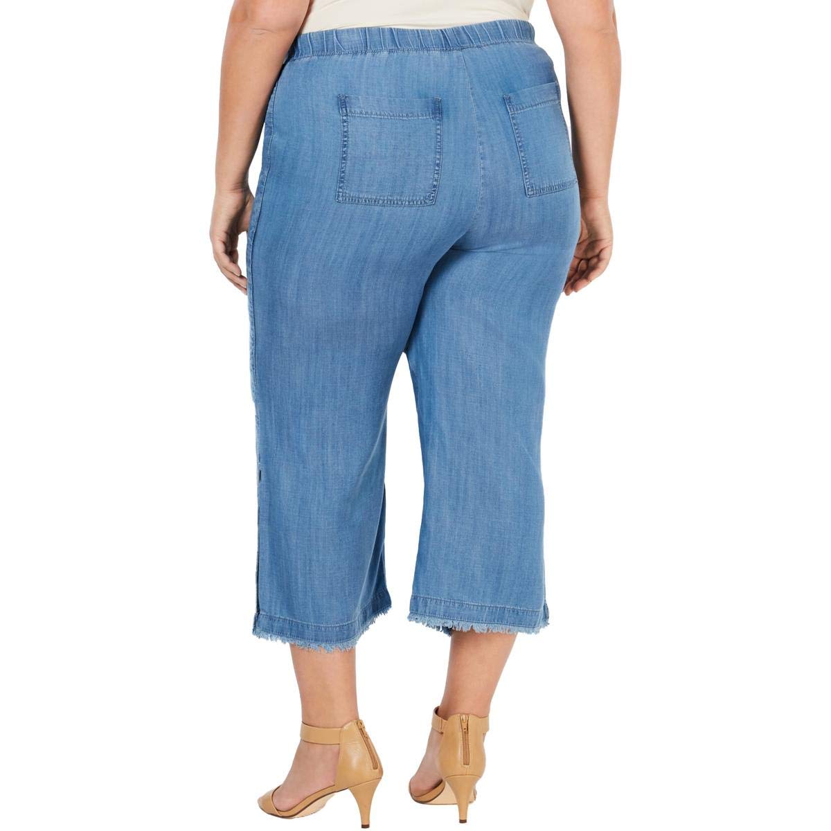 **Style & Co. Women's Plus Size Distressed Denim Cropped Jeans with Frayed Hem - 18W - Comfortable & Trendy for Casual Wear & Outfits**