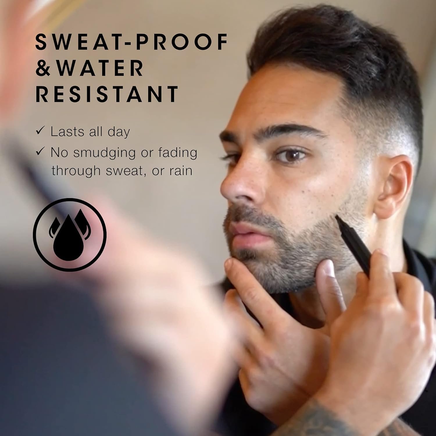 BOGOTA Beard Color Pencil for Men - Black Beard Dye Pen for Long Lasting Coverage, Enhances Facial Hair, Mustache & Eyebrows | Natural Looking Beard Touch Up for Gray Coverage, Daily Grooming & Styling