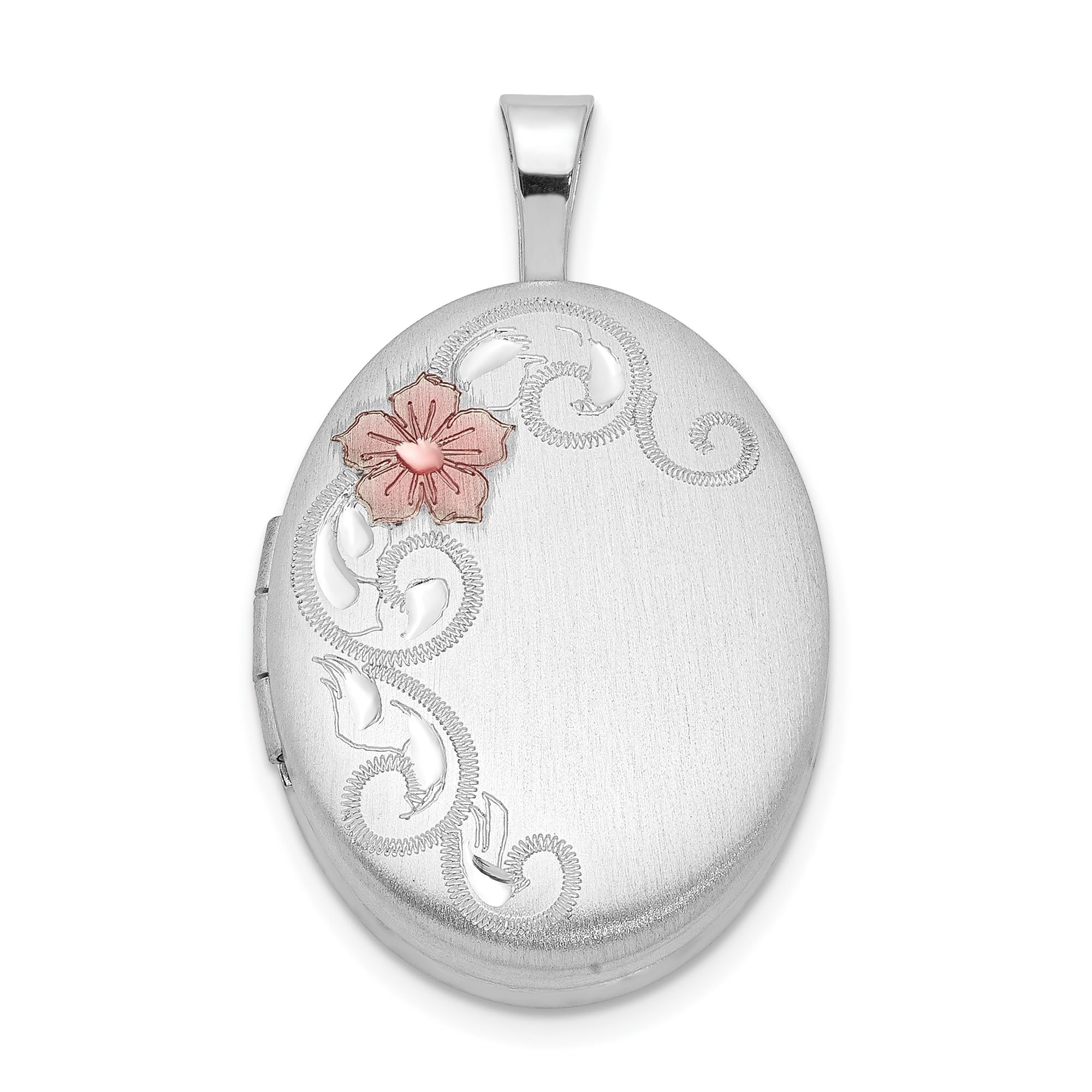 925 Sterling Silver Personalized Photo Locket Necklace - Flower Oval Pendant Charm for Women | Custom Engraved Picture Jewelry Gift for Mom, Wife, Anniversary & Valentine's Day
