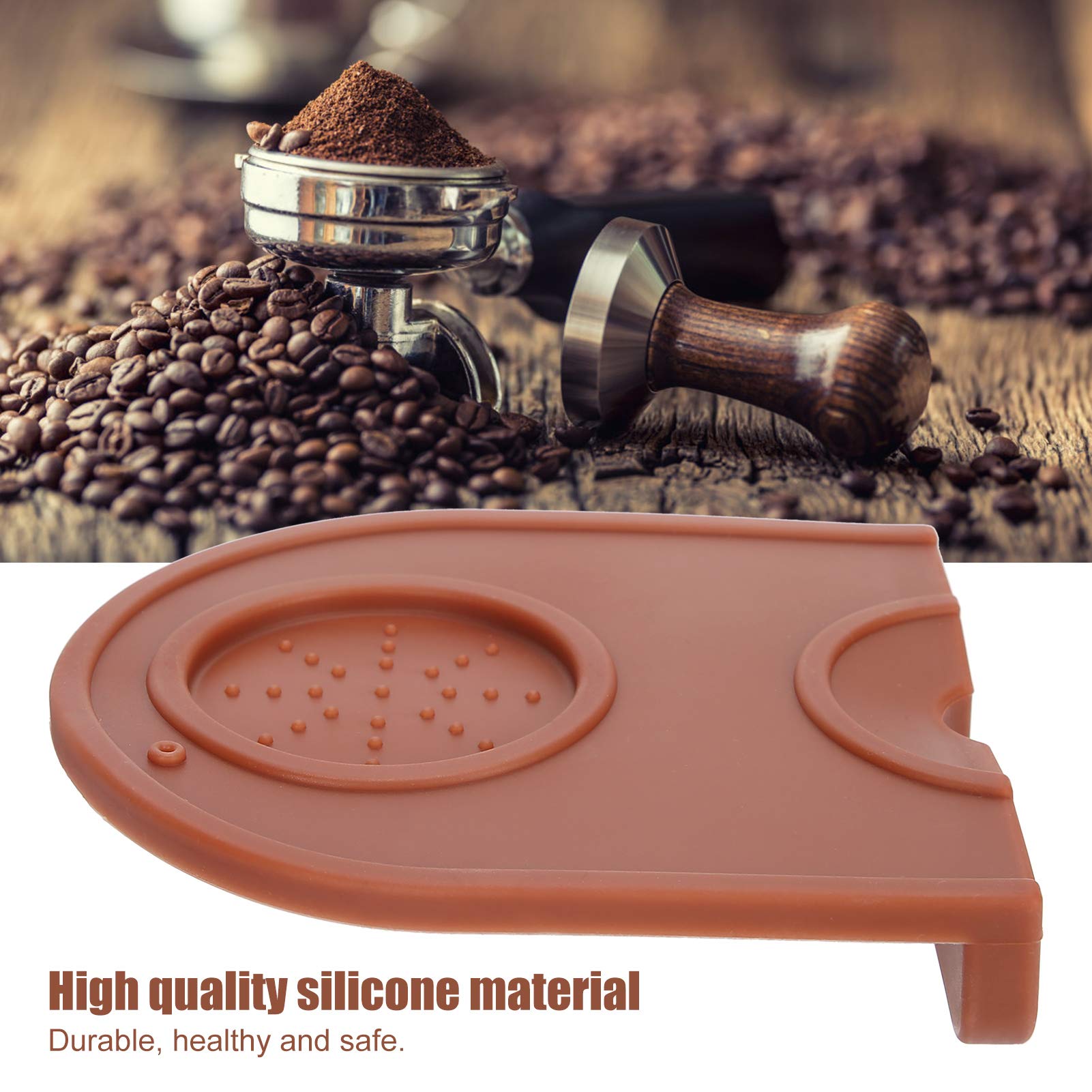Premium Coffee Handle Pad - Non-Slip Heat Resistant Coffee Powder Mat - Flexible Kitchen Accessory for Espresso Machines (Brown, Small Size) - Perfect for Home Baristas & Coffee Shops