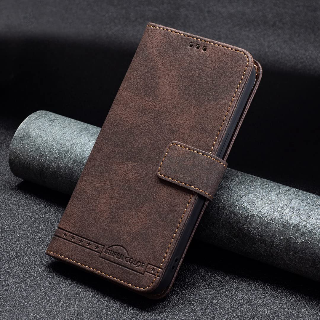 Premium Leather Wallet Case for Samsung Galaxy S10 Plus with Card Holder, Kickstand & Magnetic Clasp - Coffee Brown | Perfect for Business, Travel & Everyday Protection