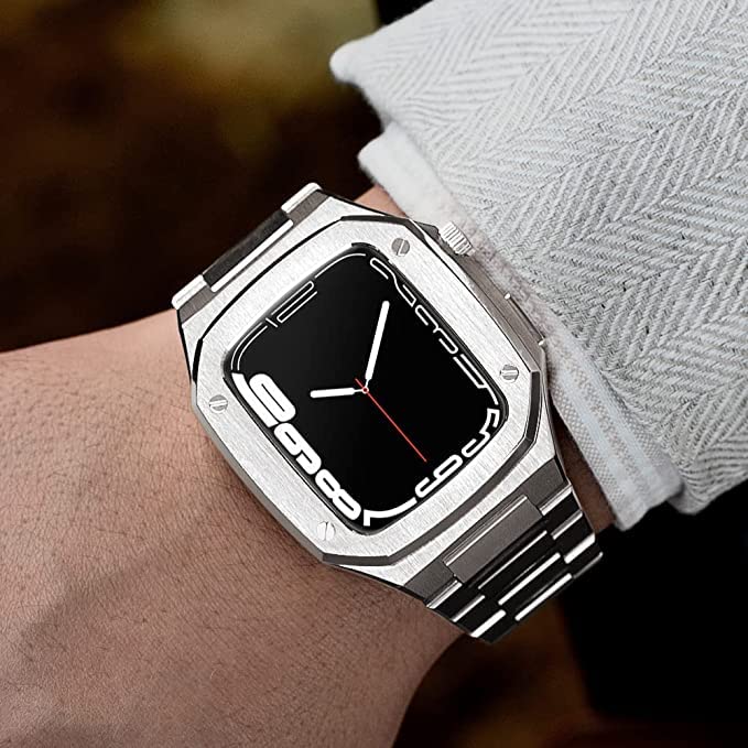 Premium 316L Stainless Steel Rugged Metal Case Band for Apple Watch 41mm 44mm 45mm - Protective Cover for iWatch Series 9/8/7/6/5/4/SE - Durable Luxury Watch Band for Workout, Outdoor & Everyday Use