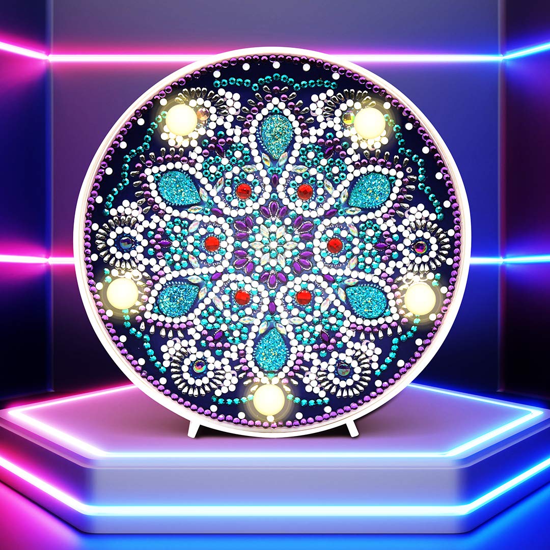 Diamond Painting Full Drill LED Night Light Kit - 6.0x6.0 Inch Crystal Mandala Art for Home Decor, Bedside Lamp, DIY Crafts & Christmas Gifts | Perfect for Relaxation, Stress Relief & Room Decoration