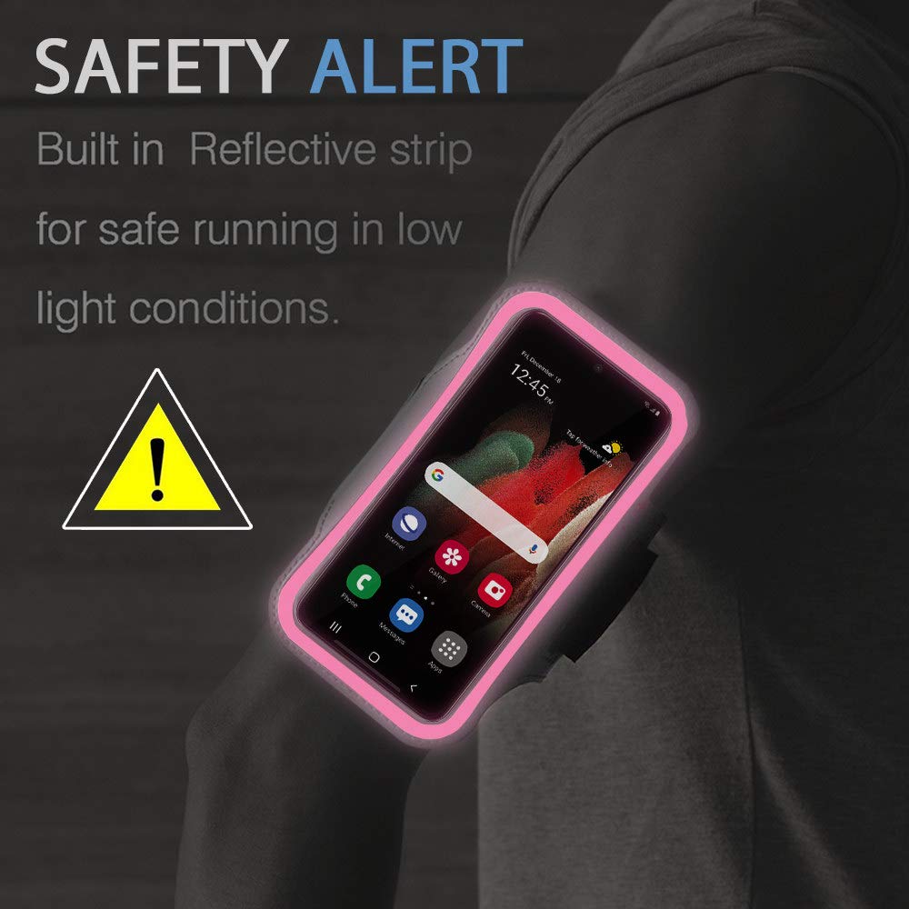 JEMACHE Galaxy S25+ S24+ Armband - Adjustable Running Workout Armband for Samsung Galaxy S25/S24/S23/S22/S21 Plus - Sweatproof & Secure Fit for Gym, Jogging, Hiking & Outdoor Activities (Rosy Pink)