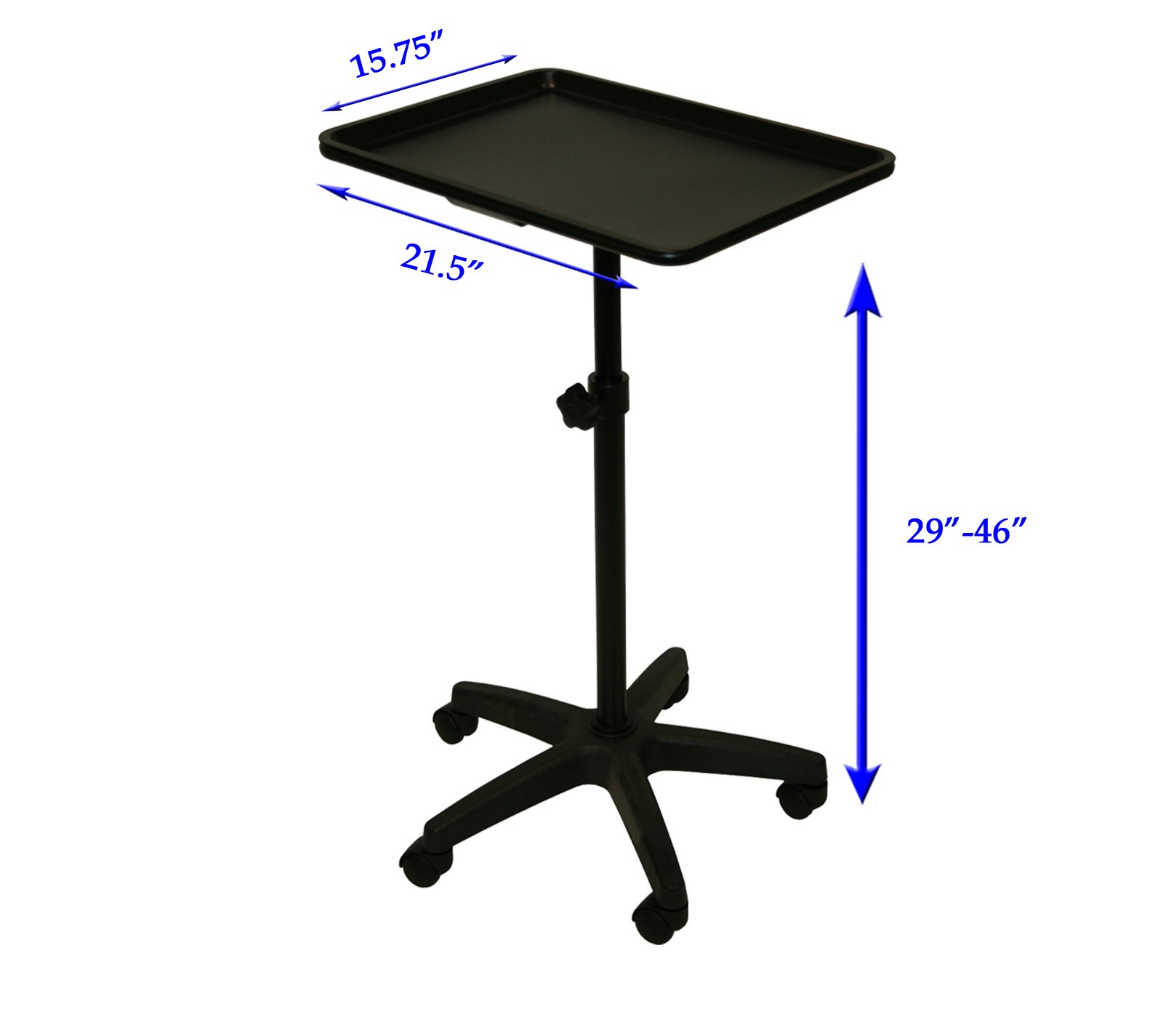 InkBed Extra Large Black Steel Single-Post Mayo Instrument Stand with Removable Work Tray - Professional Tattoo Equipment for Salon, Spa & Body Art Studios - Perfect for Tattoo Artists, Piercing & Medical Procedures