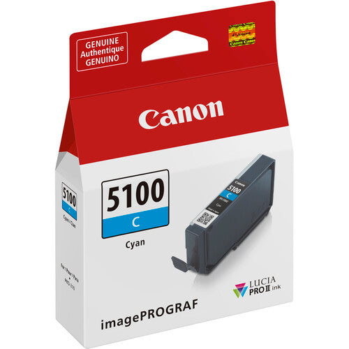 Canon PFI 5100 LUCIA PRO II Cyan Ink Tank (14.4mL) - Premium Ink Cartridge for Canon PRO-1000 Printers - Perfect for Professional Photo Printing & Fine Art Reproduction