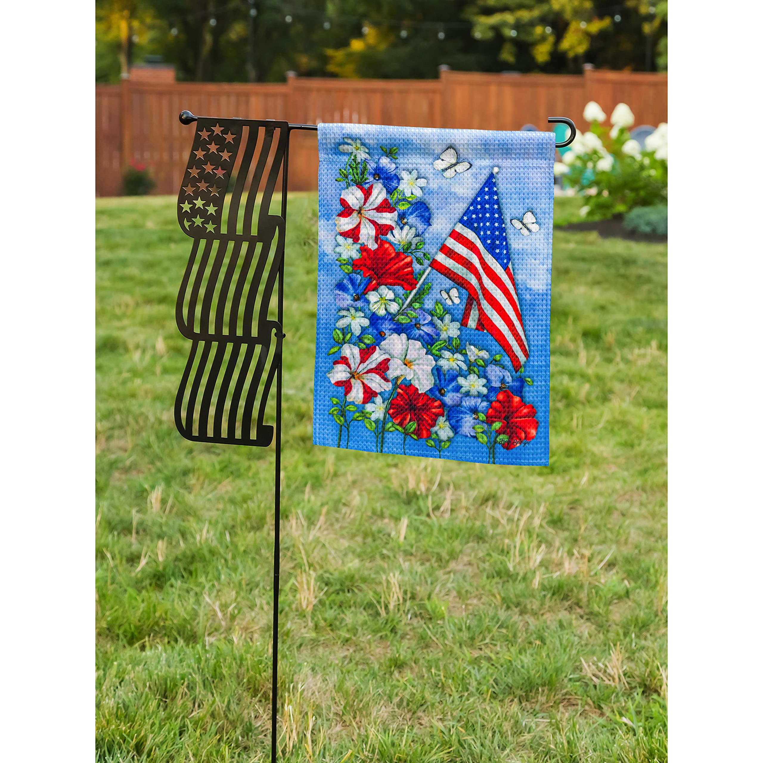 Evergreen Patriotic Garden Waffle Flag - Durable Outdoor American Decor for Yard, Porch & 4th of July Celebrations