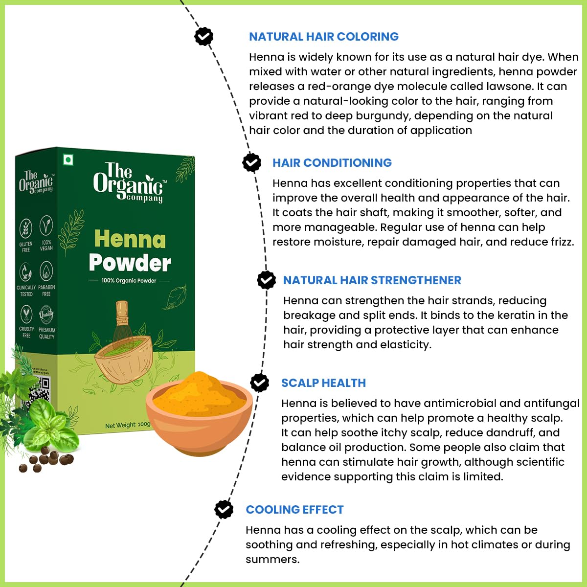 100% Pure Organic Henna Powder for Hair & Body - Natural Mehandi Dye for Hair Coloring & Hand Tattoos - Chemical-Free, Vegan-Friendly - Perfect for DIY Beauty & Bridal Mehndi Designs