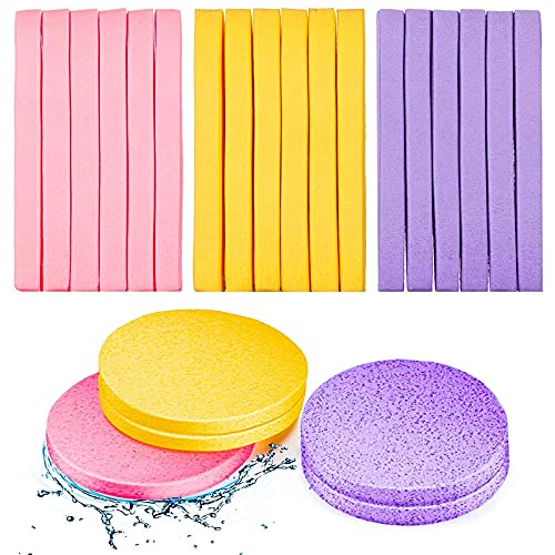 CHIROGRAPHY Facial Cleansing Sponge Pads - 12 Pack Multicolor Exfoliating Wash Puffs for Deep Face Cleaning & Makeup Removal | Gentle Skincare Tool for Daily Use, Travel & Spa
