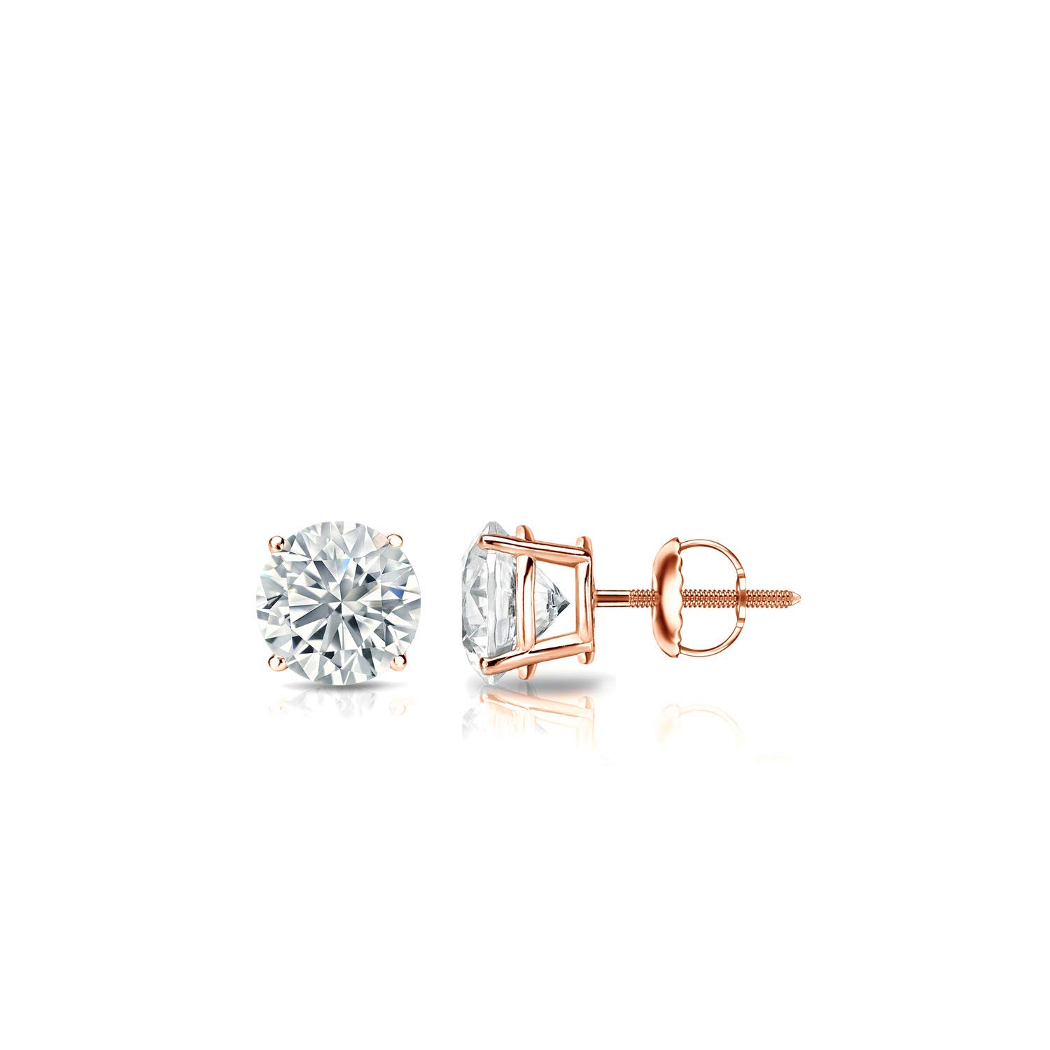 1/3 Carat Lab Grown Diamond Round Stud Earrings in 14k Gold (G-H, VS1-VS2, cttw) - 4-Prong Basket Screw Back for Secure Fit by Diamond Wish | Perfect for Everyday Wear, Special Occasions & Gift Giving