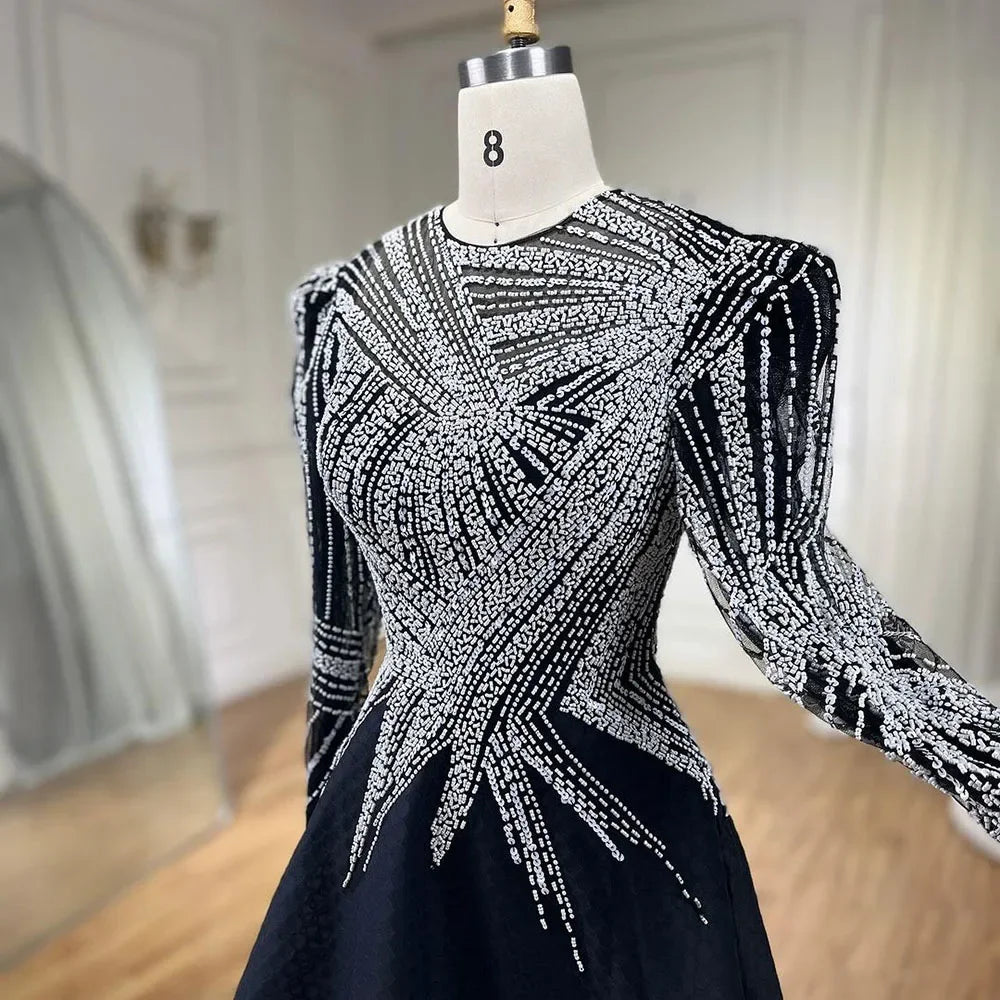 Elegant Black Muslim Evening Dress Long Sleeve LA71290 - Perfect for Special Occasions, Weddings & Formal Events