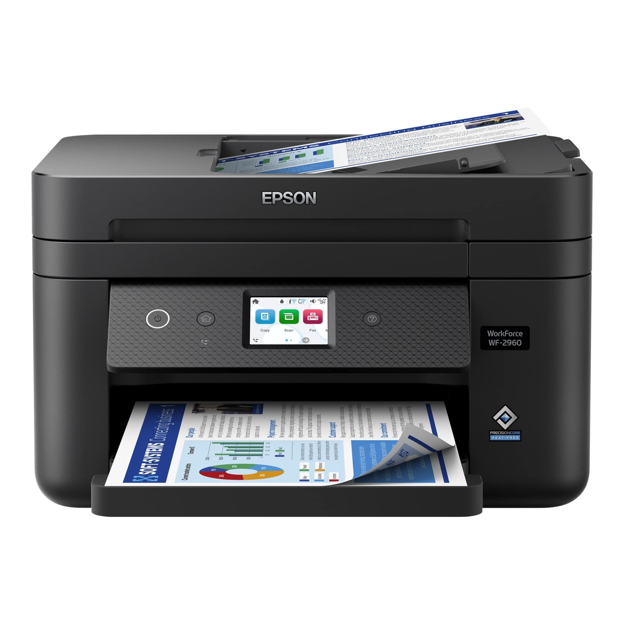 Epson Workforce WF-2960 Wireless All-in-One Printer - Scan, Copy, Fax | Auto Document Feeder & Duplex Printing | 2.4
