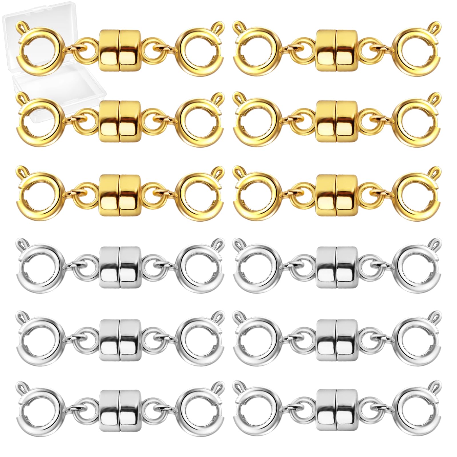 14K Gold & Silver Magnetic Necklace Clasps - Secure Jewelry Closures for Women, Double Magnetic Bracelet Extenders | Perfect for Layering Necklaces, Adjusting Chain Length & Jewelry DIY Projects