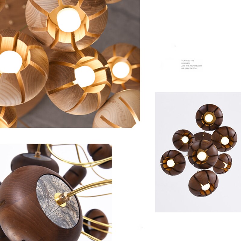 Elegant Wooden LED Chandelier - Modern Rustic Ceiling Light Fixture with Warm White Lighting | Perfect for Dining Room, Bedroom or Cabin Decor