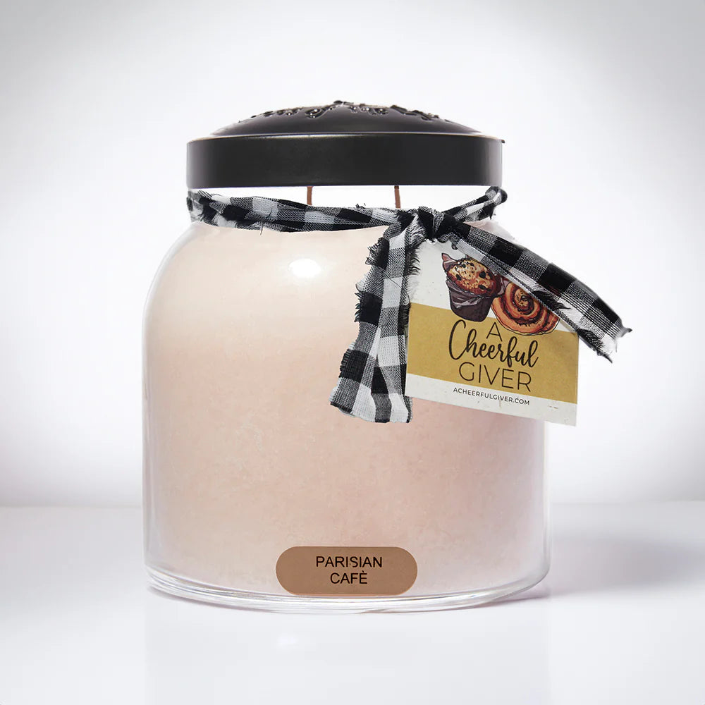 34oz Parisian Cafe Scented Candle - Long Lasting Soy Wax Candle with French Vanilla & Caramel Notes, Perfect for Home Decor, Relaxation & Romantic Ambiance