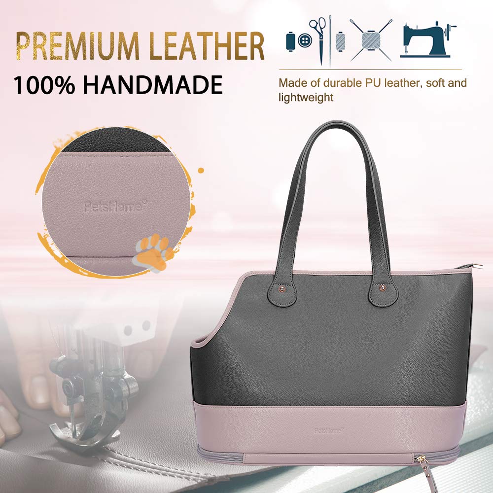 PetsHome Foldable Waterproof Dog Carrier Purse - Lightweight Pet Tote Handbag for Small Dogs & Cats (Black) | Perfect for Travel, Shopping & Outdoor Adventures
