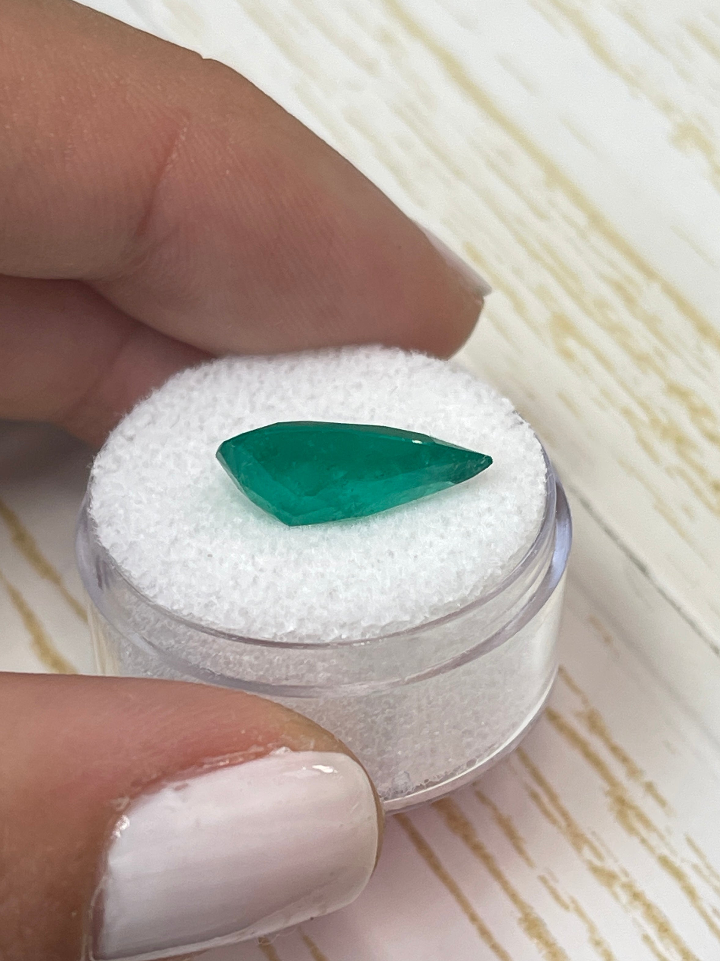 4.73 Carat 16x10mm Deep Green Natural Loose Colombian Emerald Pear Cut Gemstone for Jewelry Making, Engagement Rings & Luxury Gifts