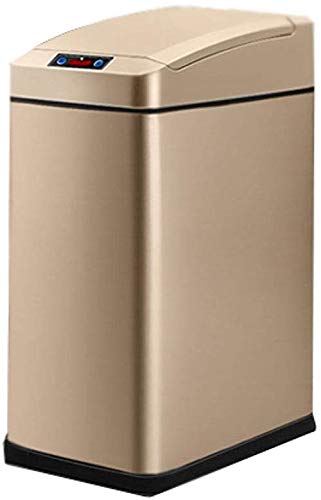 BYCDD Smart Induction Trash Can - Automatic Touchless Stainless Steel Garbage Bin with Liner Pocket for Kitchen, Living Room & Home - Gold (Perfect for Hands-Free Waste Disposal in Modern Households)