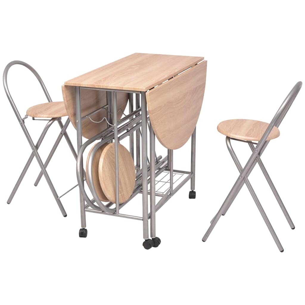 5-Piece Folding Dining Set - Modern MDF Drop Leaf Table & 4 Chairs with Metal Frame - Space Saving Furniture for Small Apartments, Kitchens & Dining Rooms - Perfect for Compact Living Spaces & Entertaining Guests