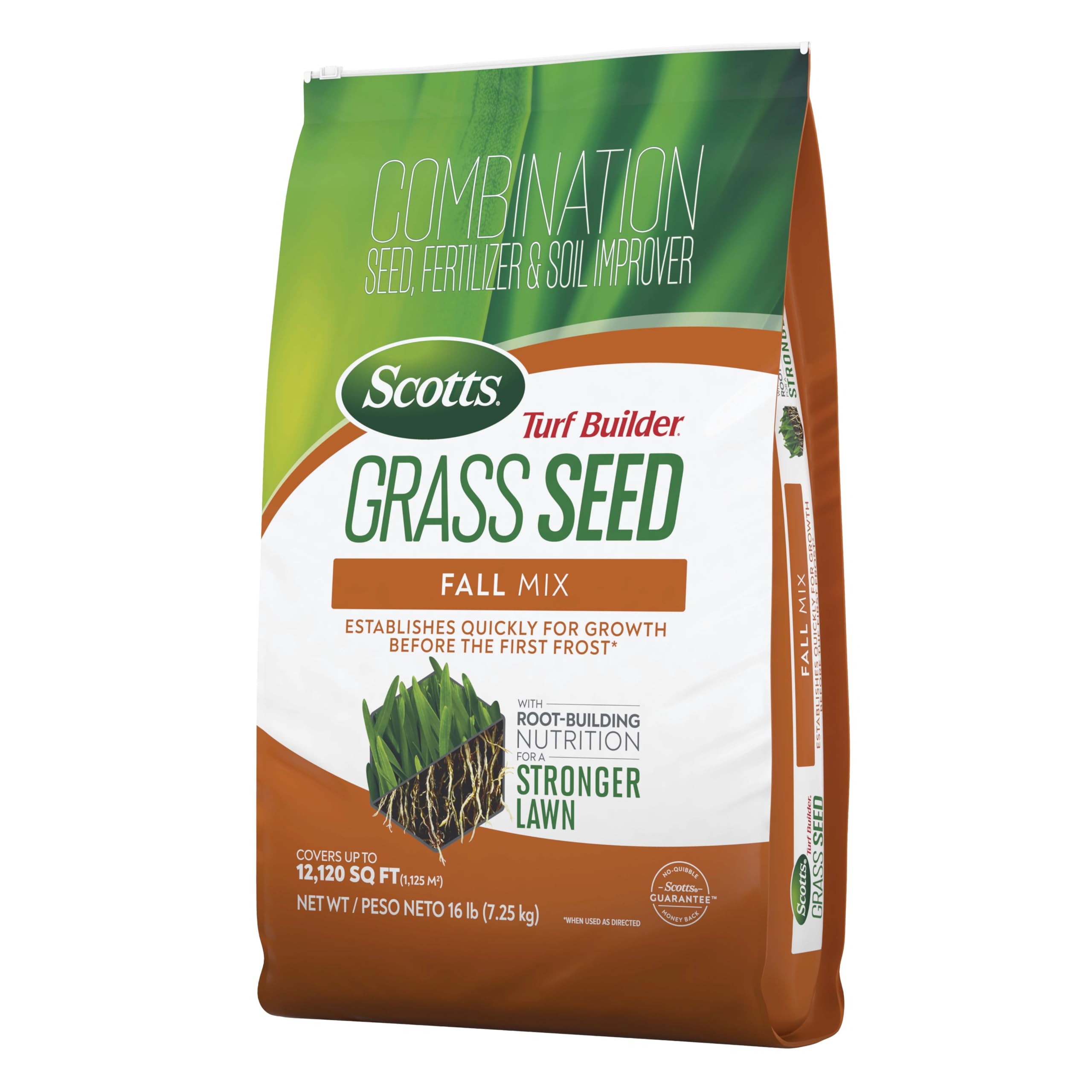 Scotts Turf Builder Fall Grass Seed Mix with Fertilizer & Soil Improver - 16 lb Bag for Lawn Repair & Thickening - Perfect for Fall Seeding, Overseeding & Bare Spot Repair in Yards & Landscapes