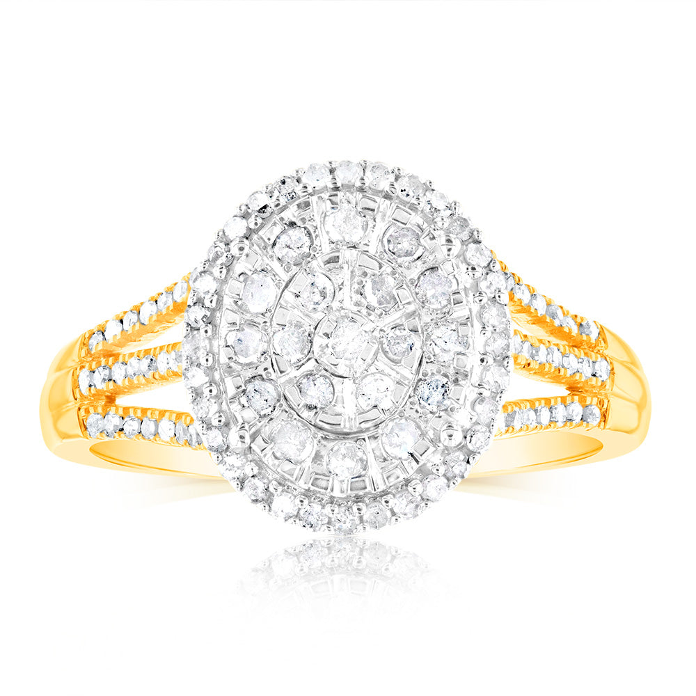 1 Carat Oval Cut Diamond Engagement Ring in 9K Yellow Gold & Sterling Silver - Perfect for Proposals, Anniversaries & Special Occasions