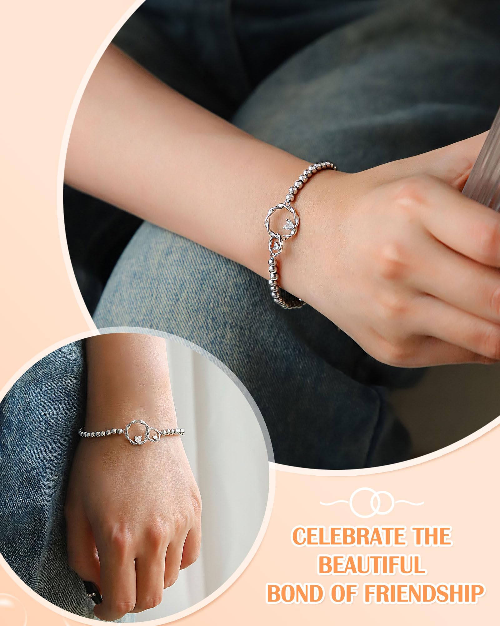 Interlocking 2 Circles Friendship Bracelet - Best Sister & Best Friend Gift for Christmas, Valentine's Day, Birthday - Women's Jewelry for Everyday Wear & Special Occasions