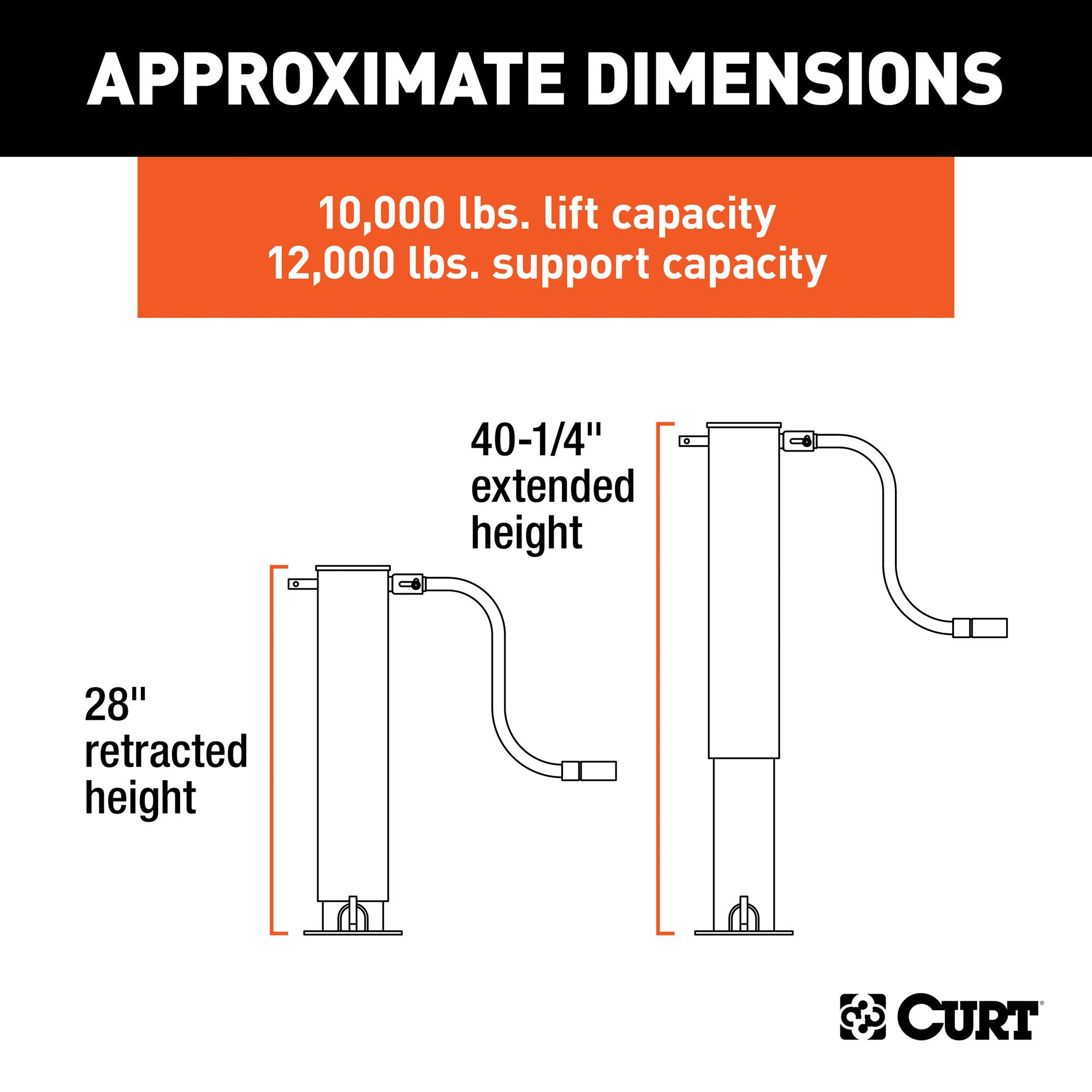CURT 28512 Heavy-Duty 12,000 lbs Trailer Jack - 12-3/8