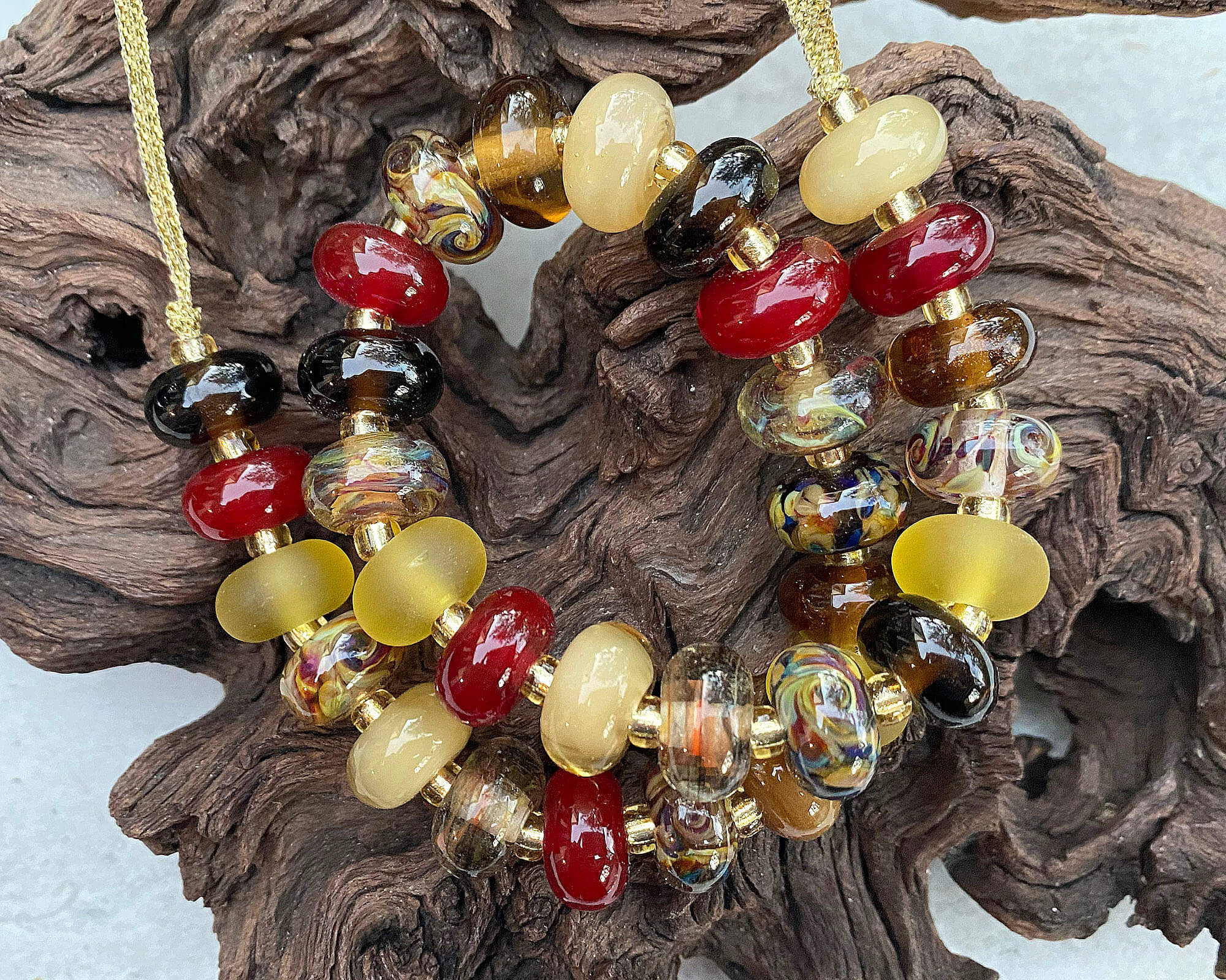 32 Colors of Autumn Brown Lampwork Glass Focal Beads for Jewelry Making - DIY Necklace, Bracelet, Earrings Craft Supplies - Perfect for Fall & Holiday Gift Projects