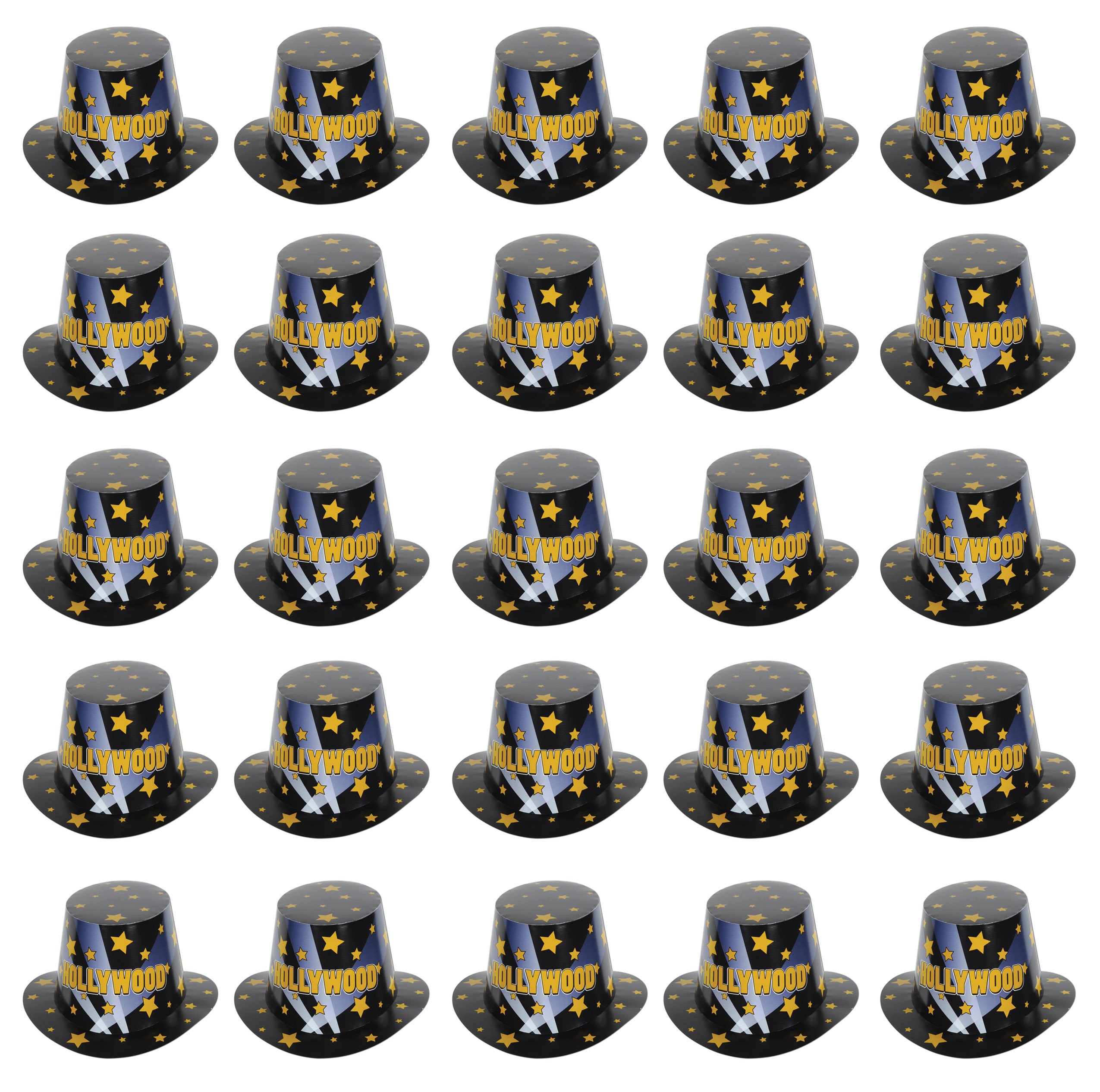 Beistle Hollywood Top Hats 25-Piece Set - One Size Fits All - Multicolor Party Hats for Costumes, Movie Nights & Themed Events