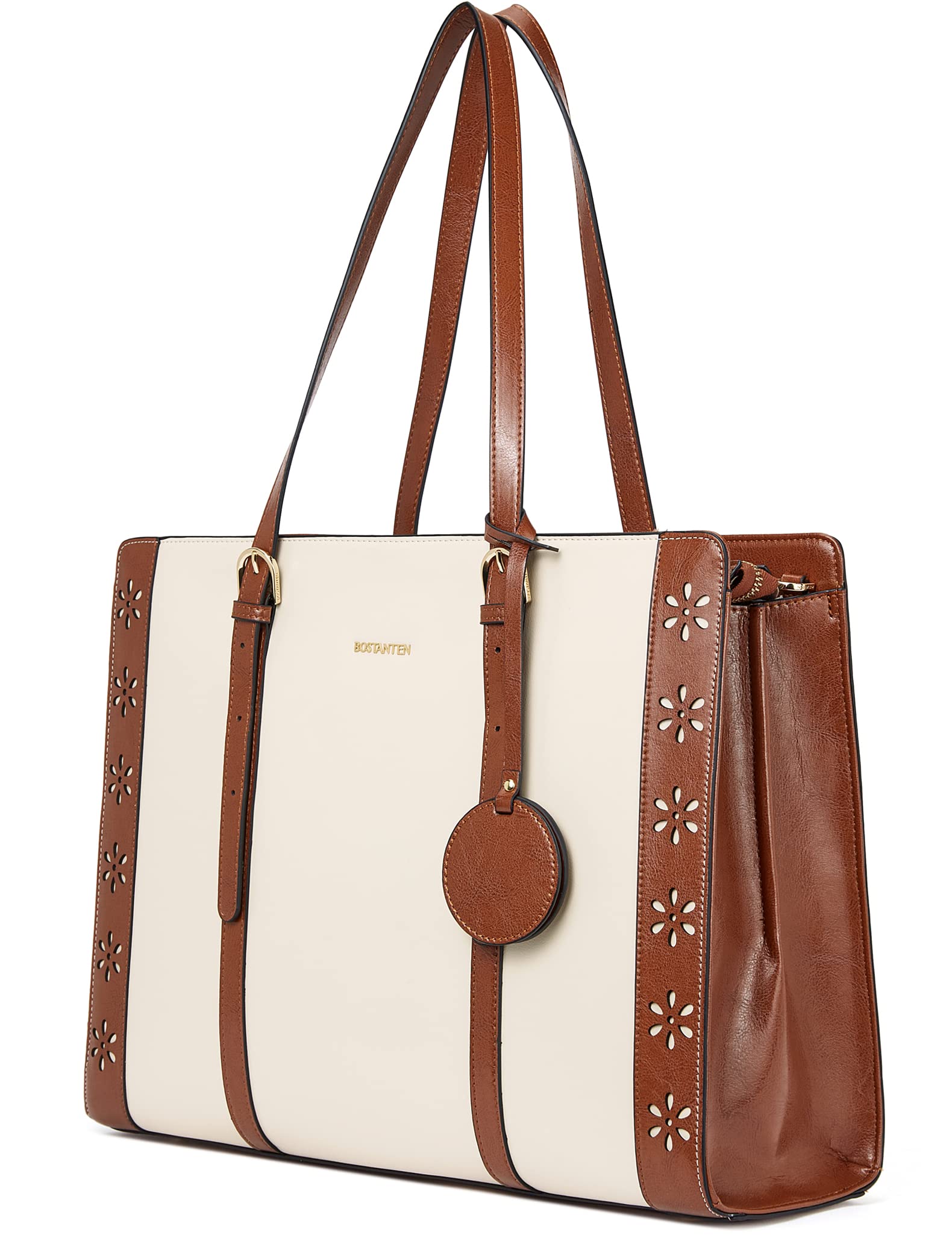 BOSTANTEN 15.6 Inch Leather Laptop Bag for Women - Vintage Style Work Tote Briefcase & Professional Handbag - Perfect for Business, Office, Travel & Commuting
