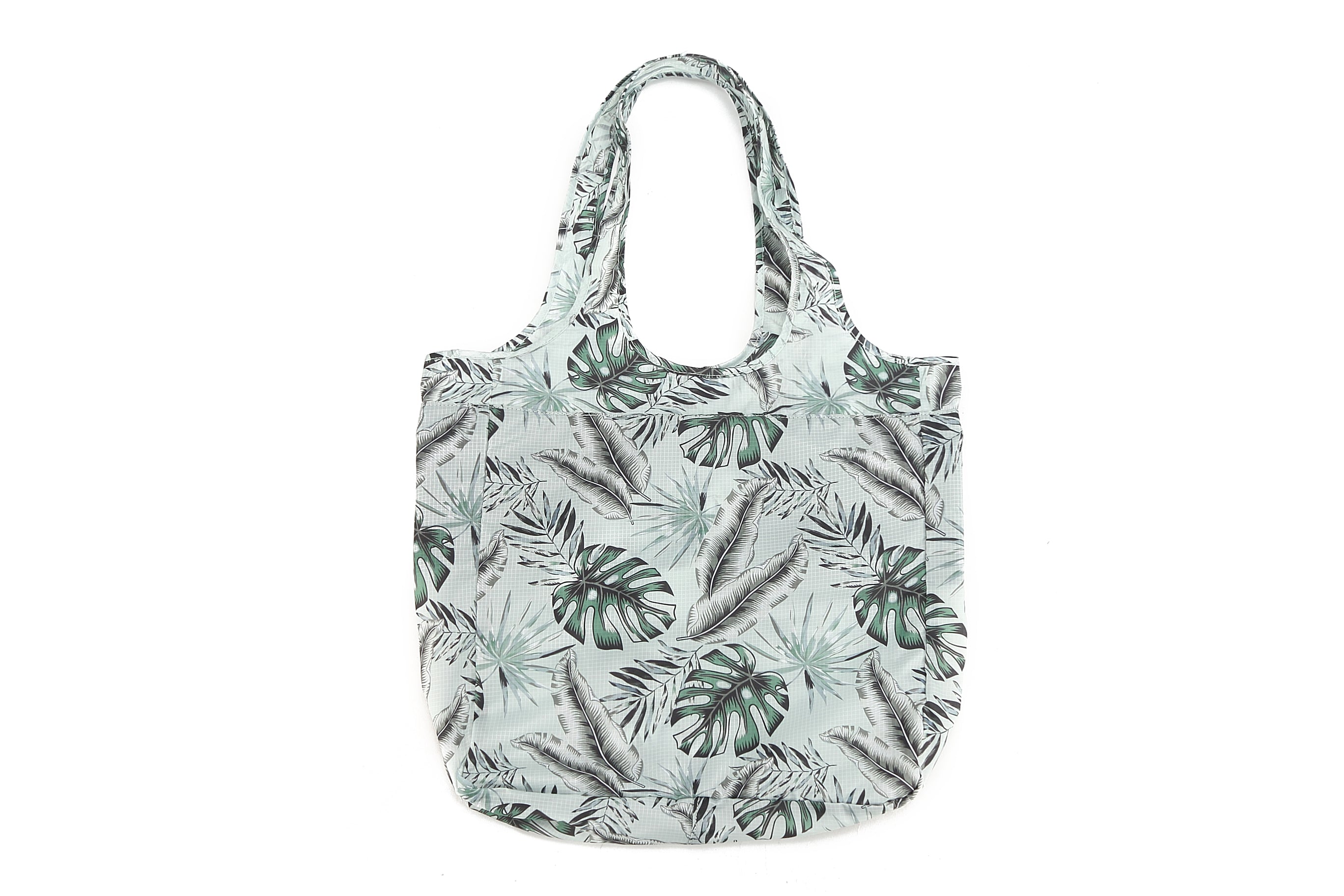 Foldable Tote Bag with Jacqueline Monstera Print in Teal - Perfect for Grocery Shopping, Beach Trips & Travel Accessories